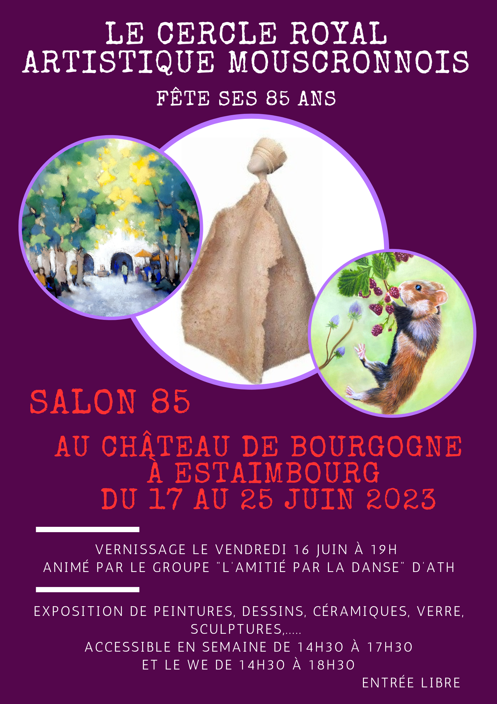 Affiche Exposition peinture Chateau de Bourgogne Estaimbourg 2023